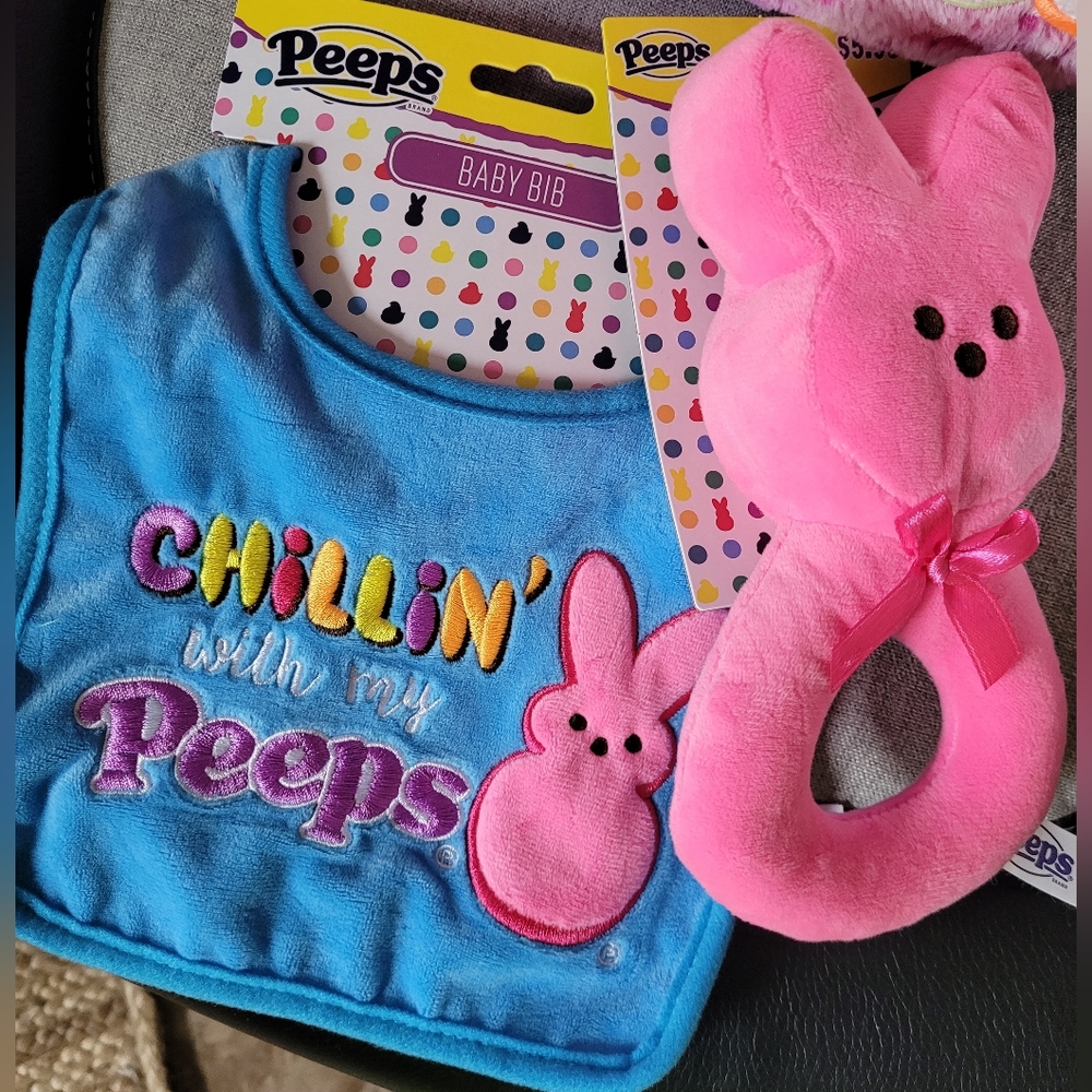 Peeps Baby Bib and Rattle